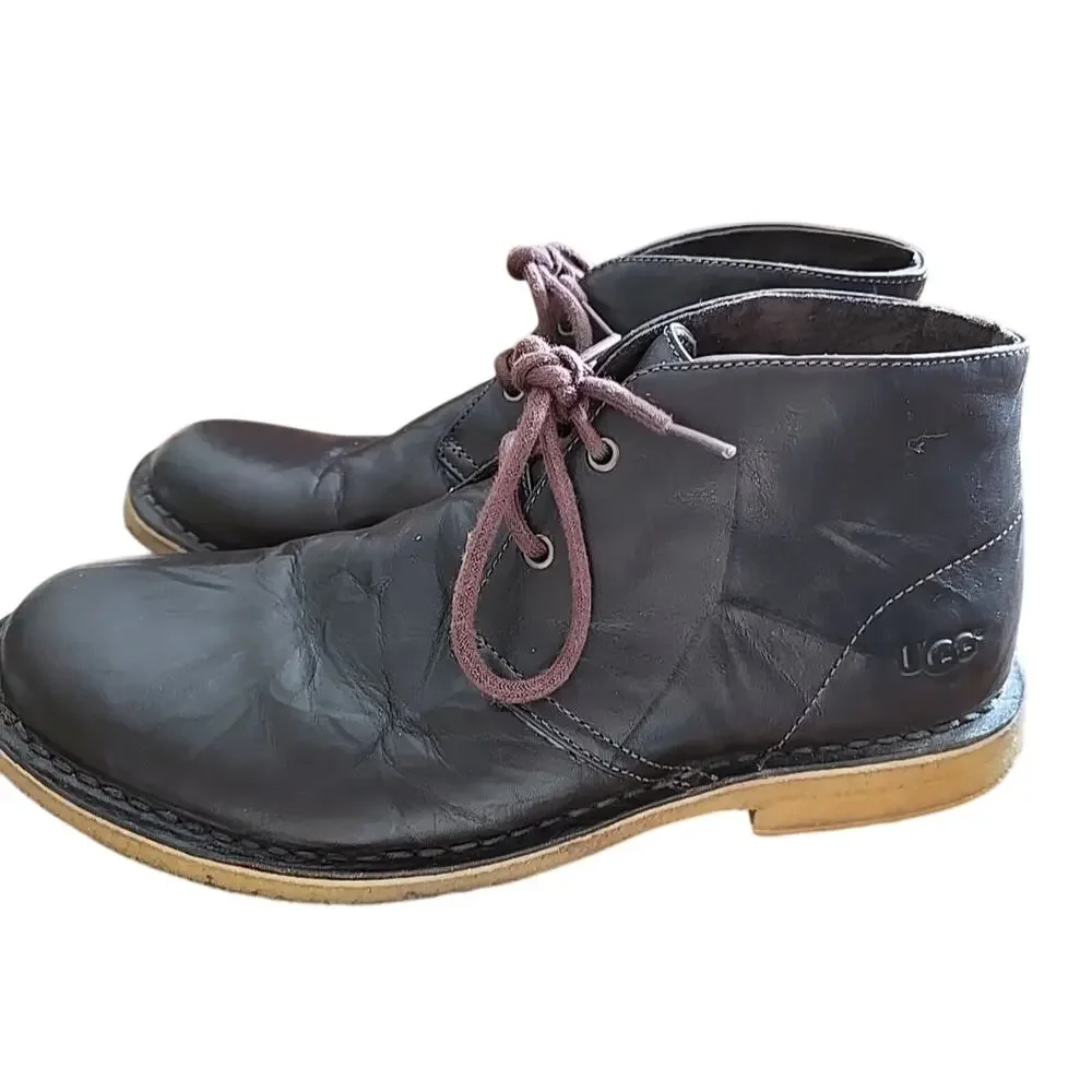UGG Leighton Brown‎ Leather Lace Up Distressed Ankle Chukka Boots Men's Size 13